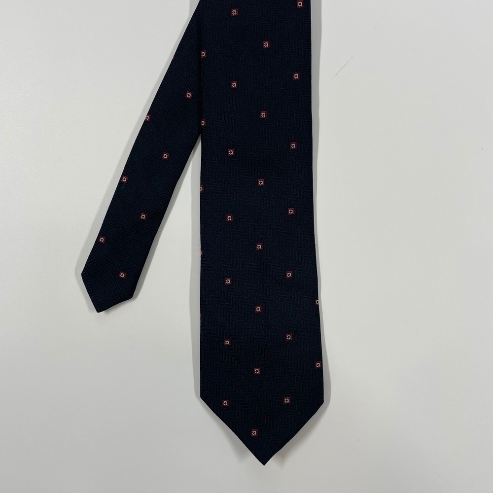Blair Navy Blue Herringbone Medallion Geometric Necktie Mens OS